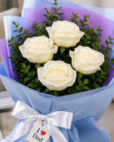 Serene White Rose Bouquet For Dad