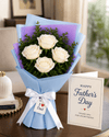 Serene White Rose Bouquet For Dad