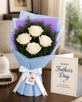 Serene White Rose Bouquet For Dad
