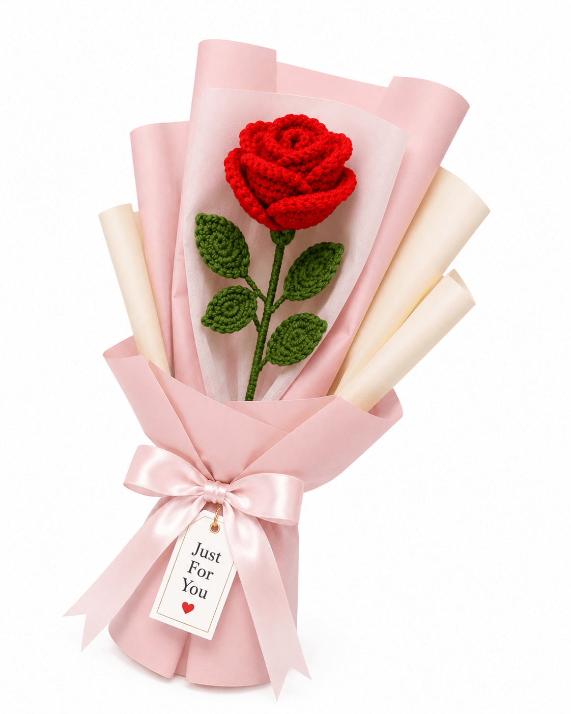 Crochet Single Rose Bouquet