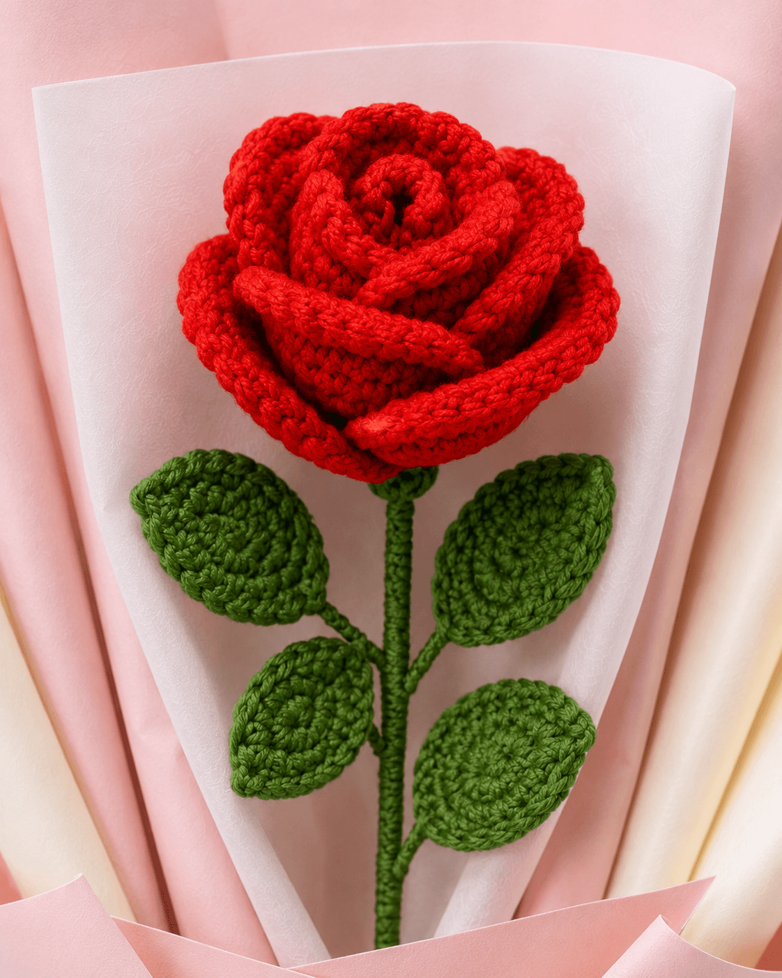 Crochet Single Rose Bouquet