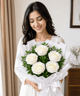 Heavenly White Roses Bunch