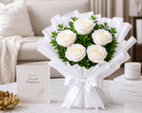 Heavenly White Roses Bunch