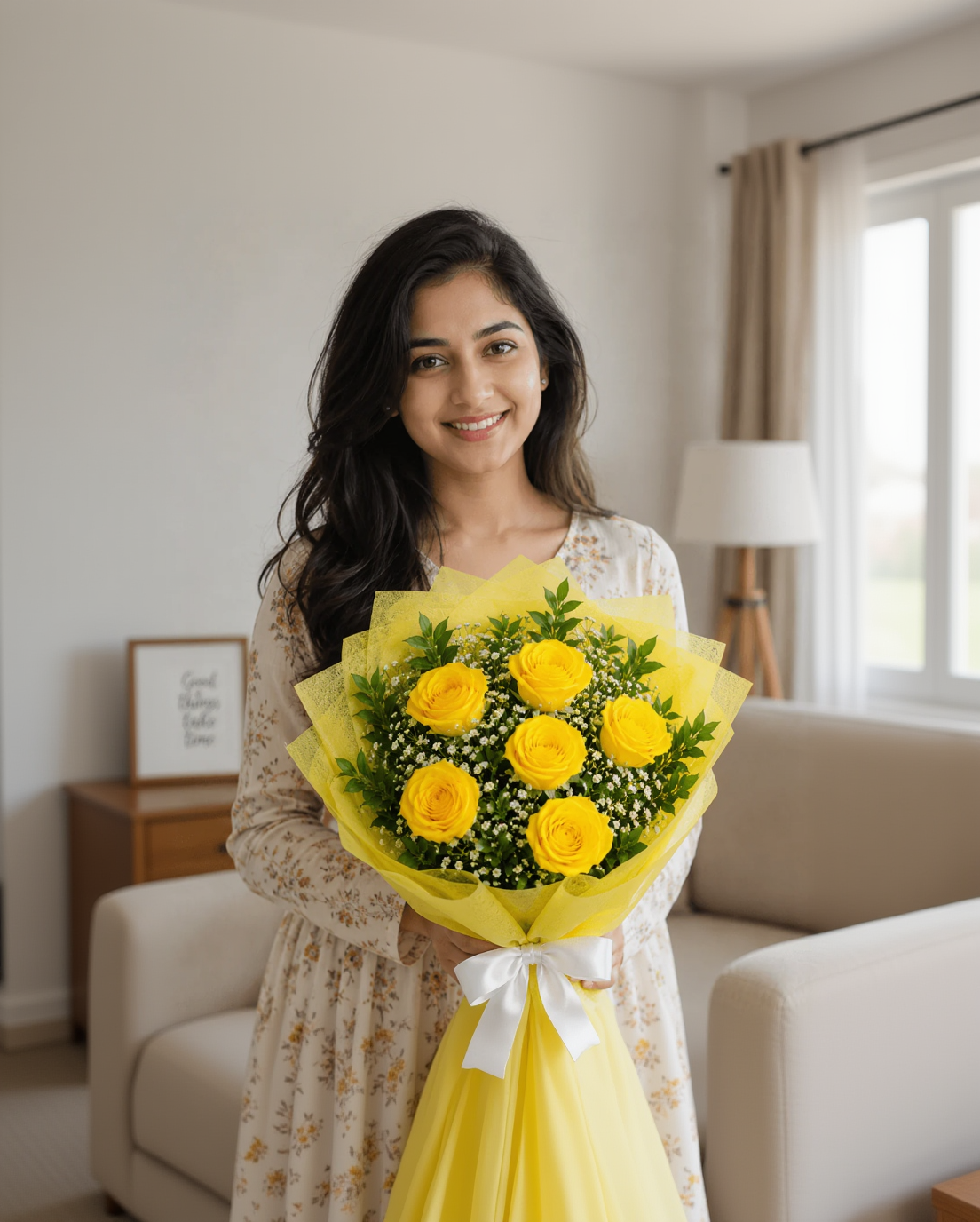 Enticing 5 Yellow Roses