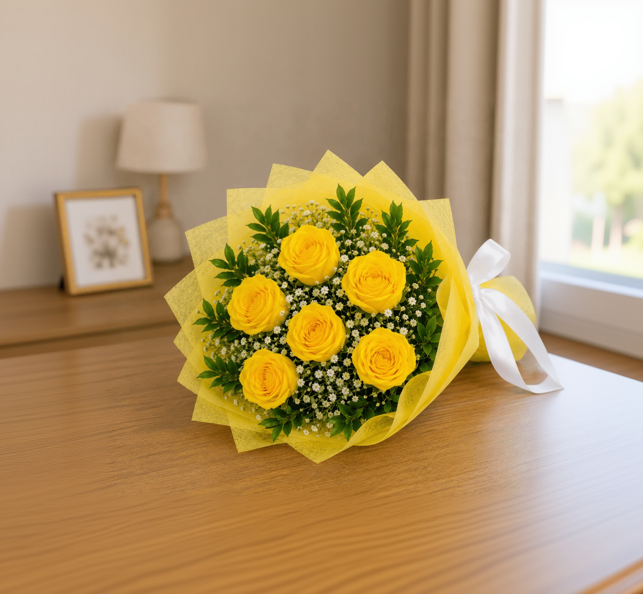 Enticing 5 Yellow Roses