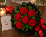 Captivating 6 Red Carnations Flower Bunch