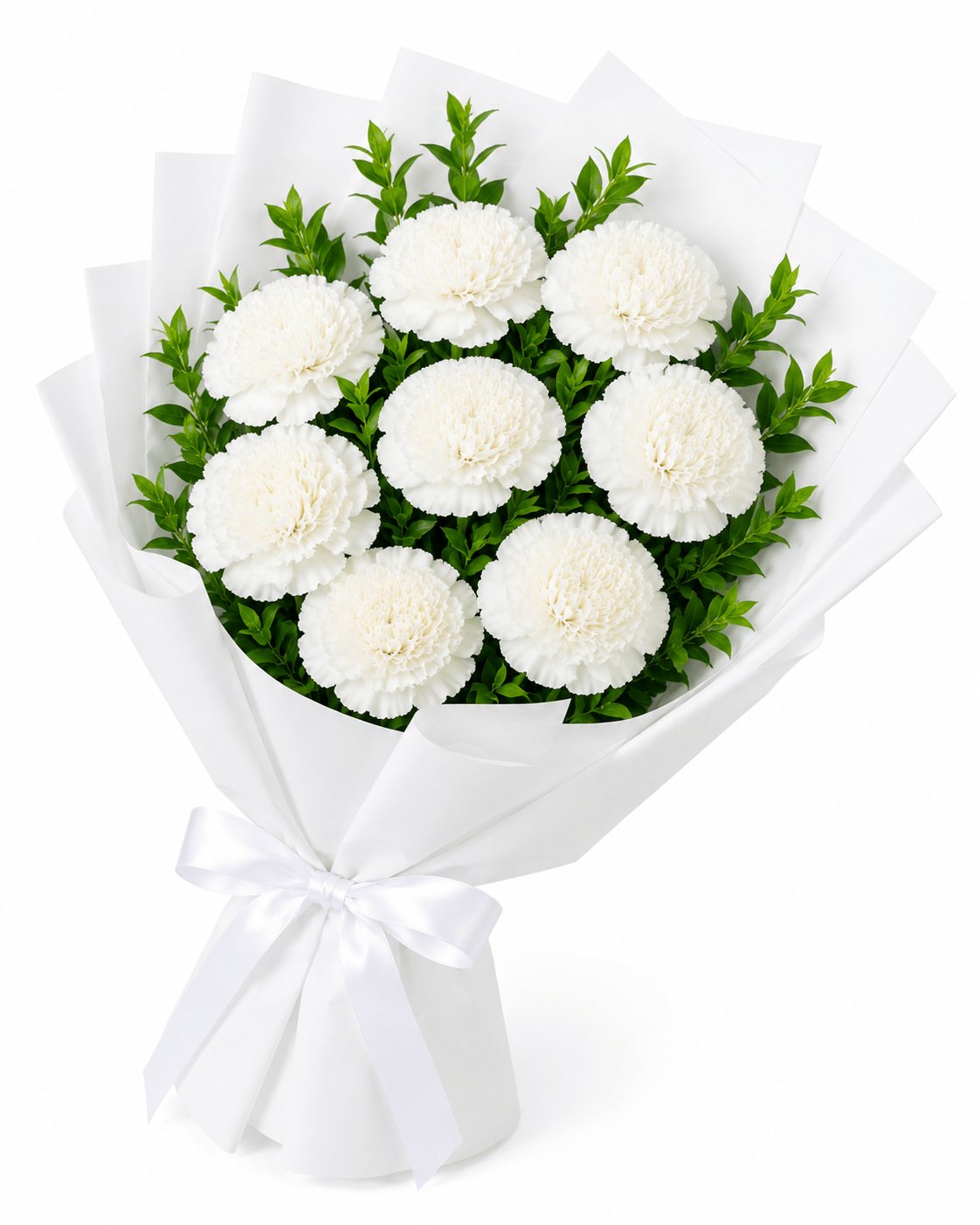 White Carnations Flower Bouquet - Small