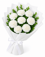 White Carnations Flower Bouquet - Small