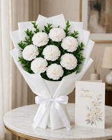 White Carnations Flower Bouquet - Small