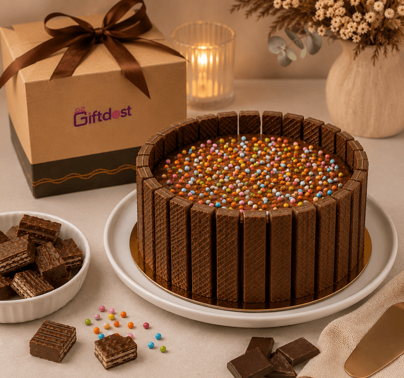 Crunchy Choco Wafer Delight Cake