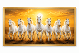 Seven White Running Horses Sunrise Premium Acrylic Wall Art