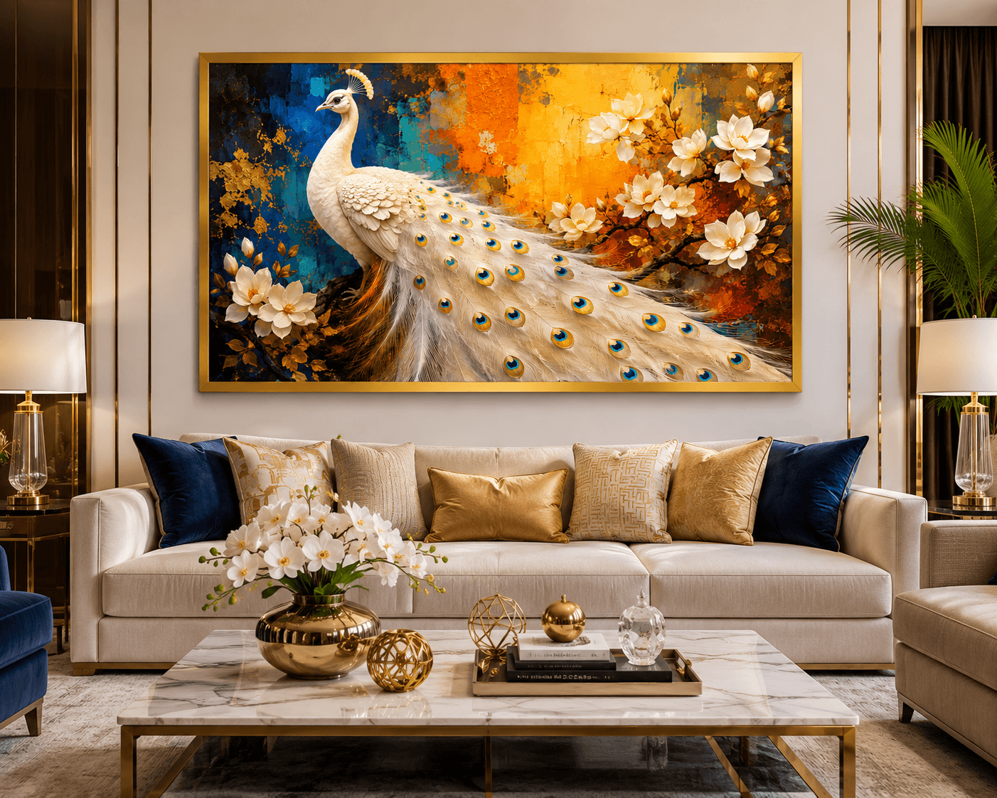 White Peacock Premium Acrylic Wall Art