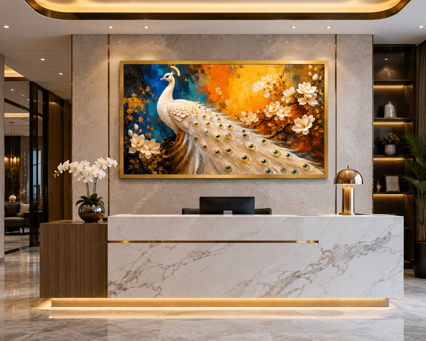 White Peacock Premium Acrylic Wall Art