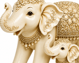 Vintage Ivory Look Mother & Baby Elephant Figurine Set