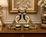 Royal Kundan Meena Peacock Figurine Set (Pair)