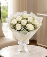 Classic 10 White Rose Bouquet
