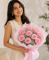 Classic 10 Pink Rose Bouquet