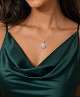 Classic Round Crystal Halo Pendant Necklace for Women