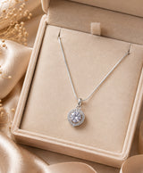 Classic Round Crystal Halo Pendant Necklace for Women
