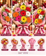 Colorful Gerbera Bouquet – 10 Gerberas