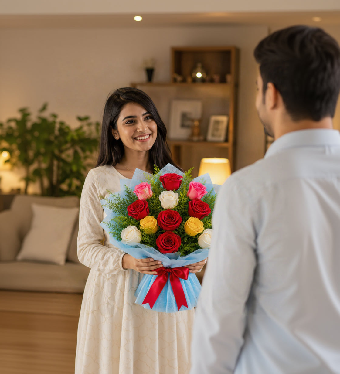 Colourful 12 Mixed Roses Bouquet