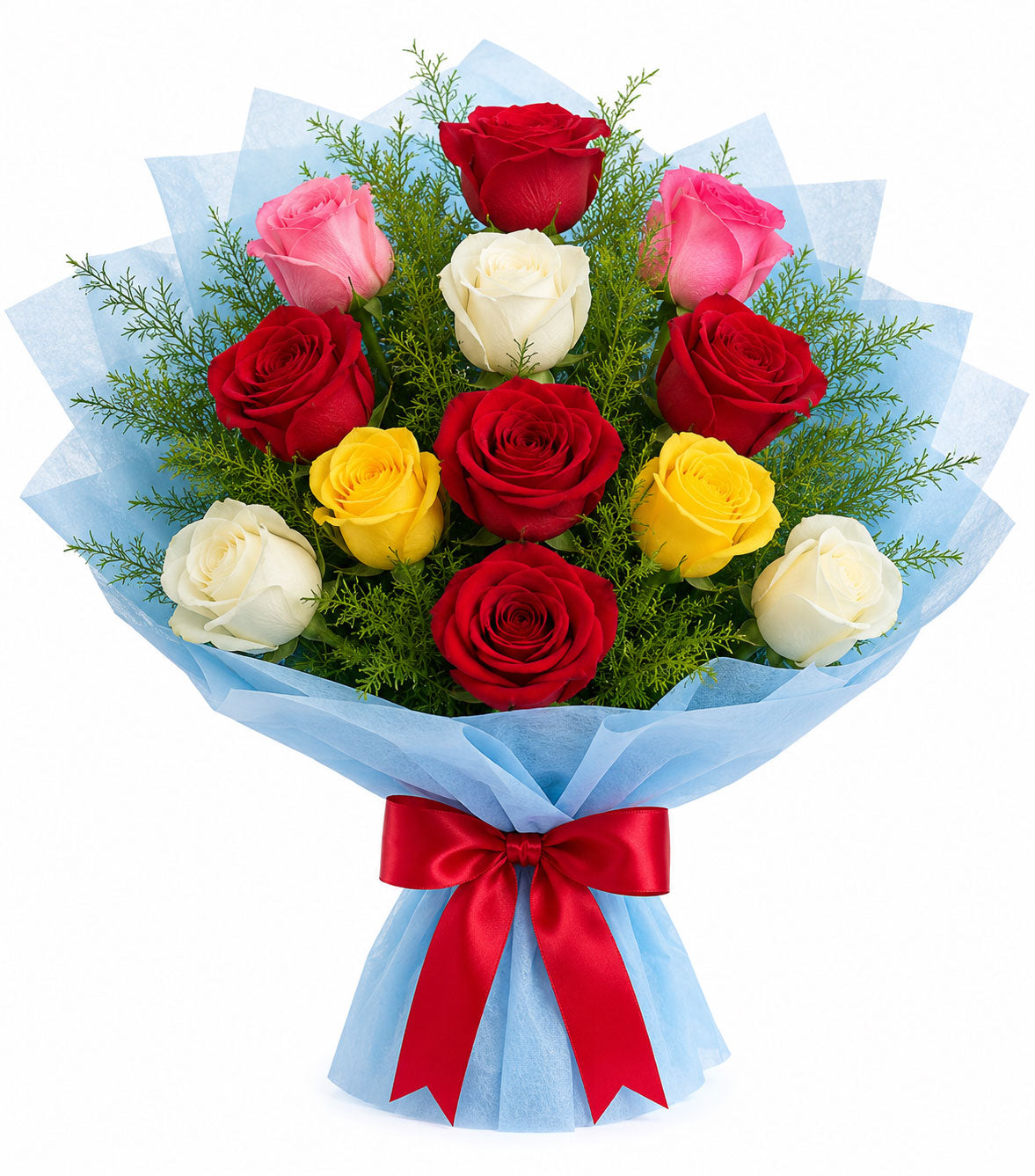 Colourful 12 Mixed Roses Bouquet