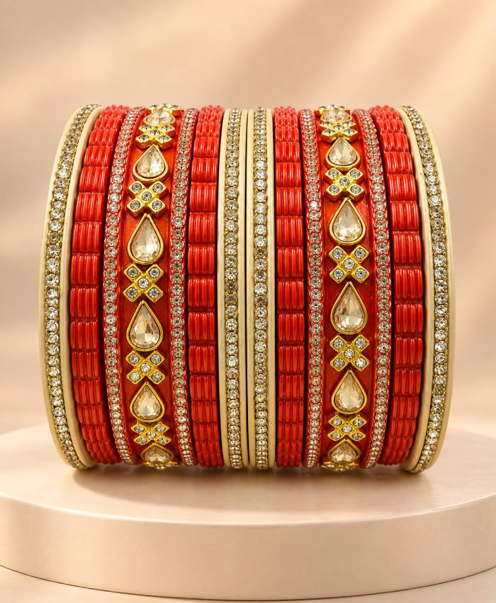 Coral Radiance Lac Bangle Set