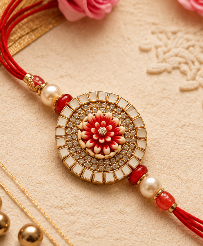 Coral Floral Designer Rakhi