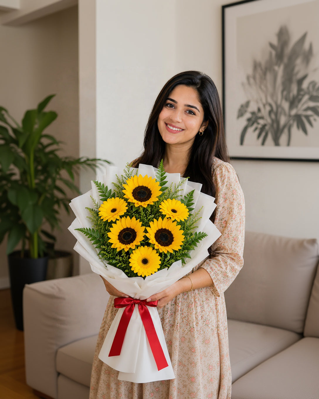 Corset-Style Sunflower Bouquet