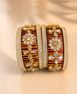 Crimson Floral Enamel Lac Bangle Set
