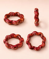 Crimson Green Marbled Festive Statement Lac Bangles