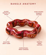 Crimson Green Marbled Festive Statement Lac Bangles