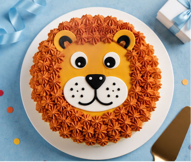 Cute Lion Theme Birthday Cake