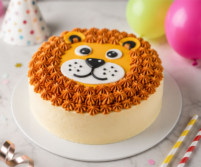 Cute Lion Theme Birthday Cake