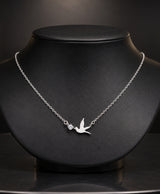 Delicate Silver-Tone Bird Pendant Necklace for Women