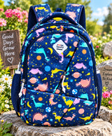 Dino Galaxy Adventure Navy Blue School Backpack