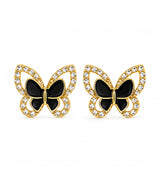 Elegant Black Butterfly Crystal Stud Earrings