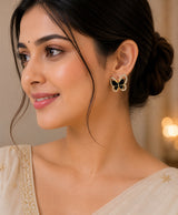 Elegant Black Butterfly Crystal Stud Earrings