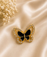 Elegant Black Butterfly Crystal Stud Earrings