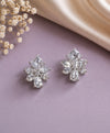 Elegant Clear Crystal Floral Cluster Stud Earrings