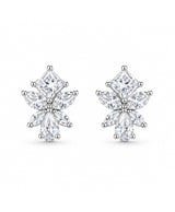 Elegant Clear Crystal Floral Cluster Stud Earrings