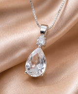 Elegant Clear Crystal Teardrop Pendant Necklace for Women