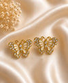 Elegant Gold Butterfly Crystal Stud Earrings