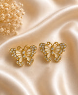 Elegant Gold Butterfly Crystal Stud Earrings