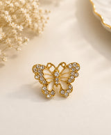Elegant Gold Butterfly Crystal Stud Earrings