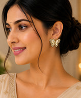 Elegant Gold Butterfly Crystal Stud Earrings