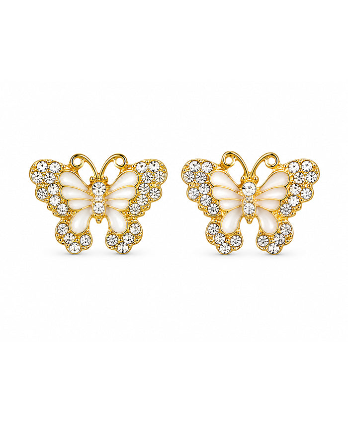 Elegant Gold Butterfly Crystal Stud Earrings