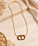 Elegant Gold-Tone Interlocking Double-D Pendant Necklace for Women