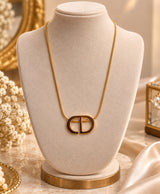 Elegant Gold-Tone Interlocking Double-D Pendant Necklace for Women