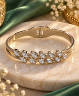Elegant Gold-Tone Marquise Crystal Open Bangle Bracelet